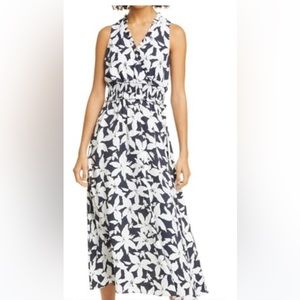 NWT Joie Yashi B Crepe Smocked Waist Dress In Deep Sea SZ Small